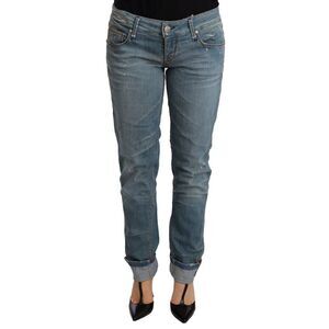 Acht Blue Washed Cotton Folded Hem Women Women's Trouser